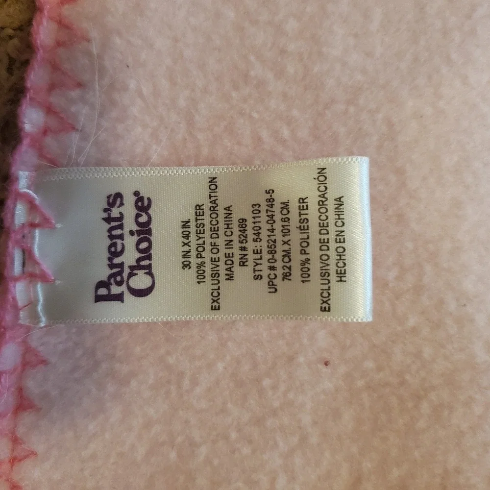 Parents Choice Pink Fleece Baby Girl Blanket Butterfly Flower Embroidery Lovey